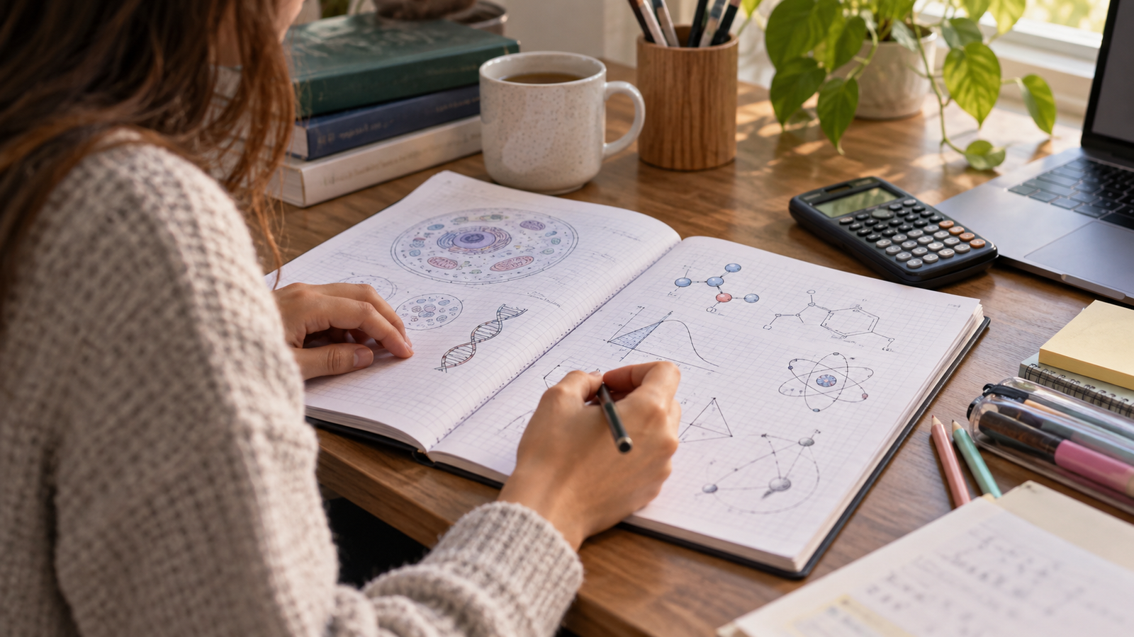 Estudiante repasando contenidos de Ciencias para preparar la PAES