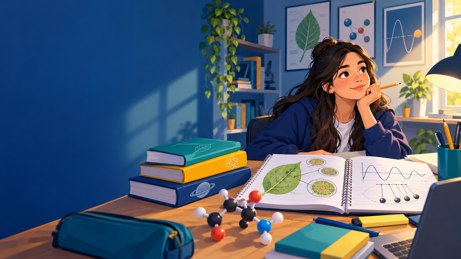 Estudiante repasando Biología, Física y Química para la PAES de Ciencias